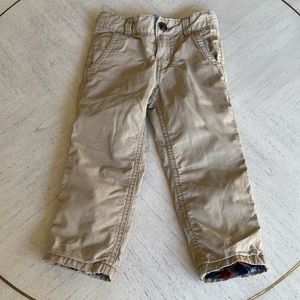 Boys Gap Toddler plaid lined khaki pants